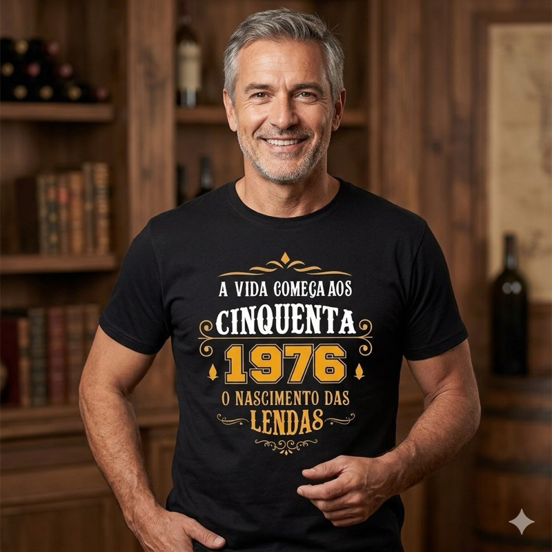 Camiseta  algodao unissex nascidas em 1976 50 anos de idade (2026) aniversário em Oferta na Shopee