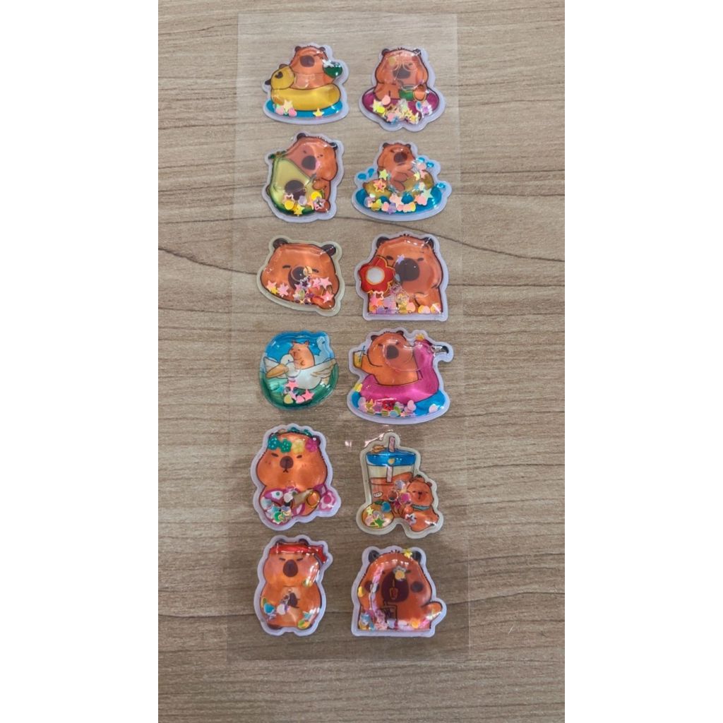 Cartela de Adesivos de Capivara 3D - Fofinhos