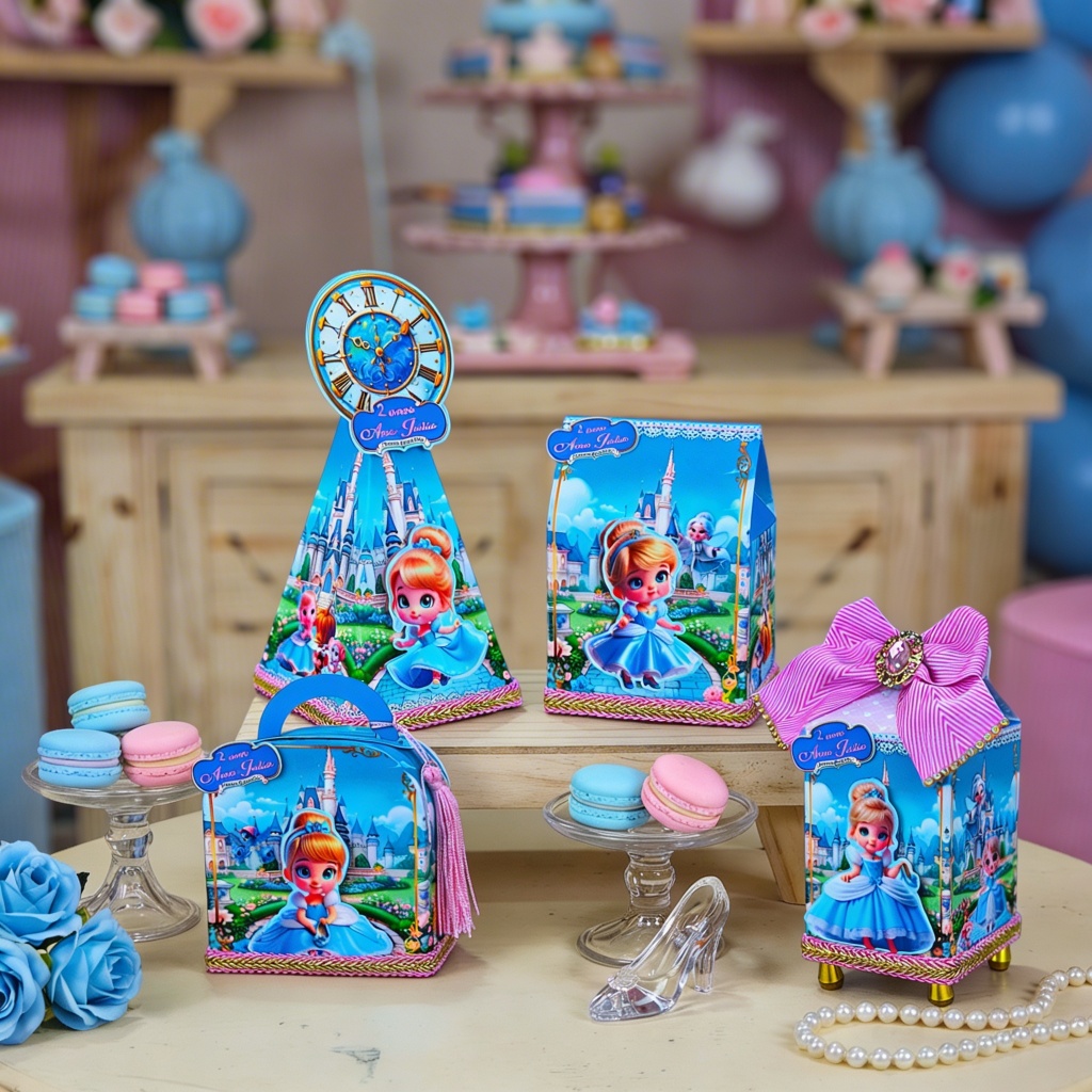 Lembrancinha Cinderela Baby Cute: Personalizados para Aniversário Infantil e Mesversário Caixinha 3D