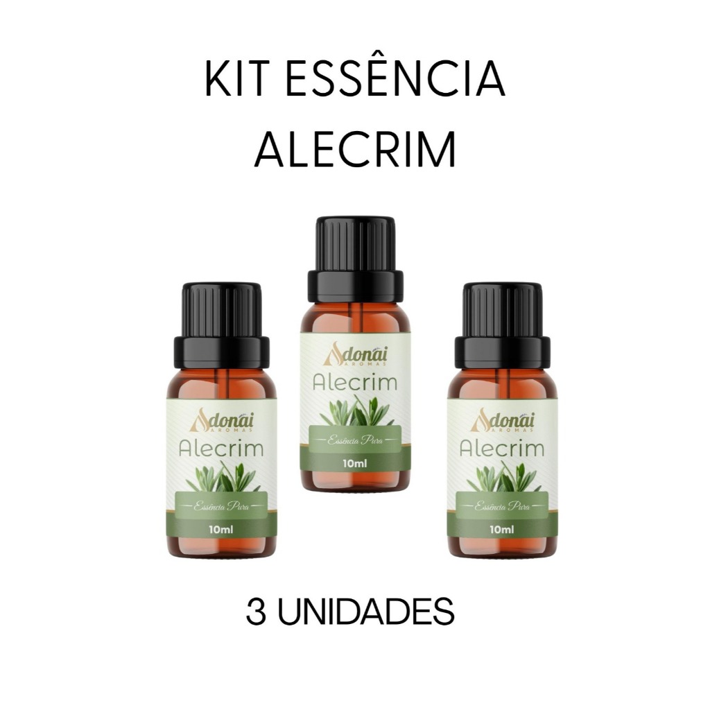 Kit 3 Essência Alecrim 10ml Energia Foco Aromaterapia Difusor e Umidificador Casa Limpa