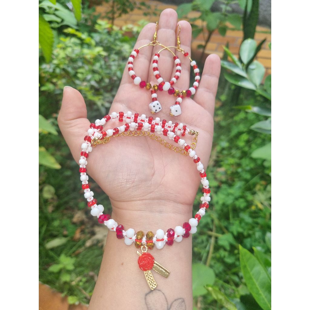 Conjunto Gargantilha e Brincos Maria Navalha Malandragem Umbanda Acessório Espiritual