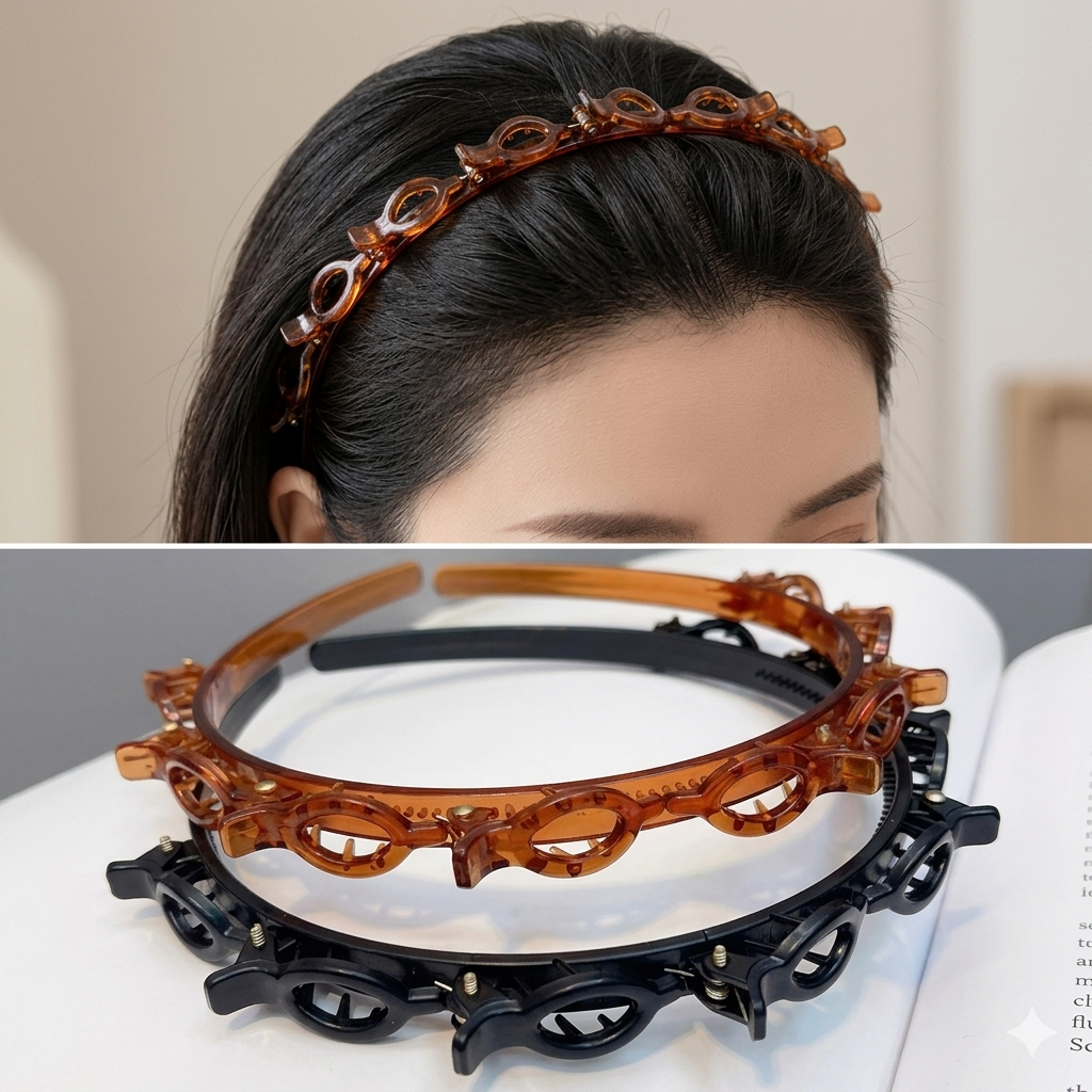 Kit 1 a 3 Unidades Tiara /Bandas de Dupla Camada Presilha Bandas de Cabelo Plástico trançado