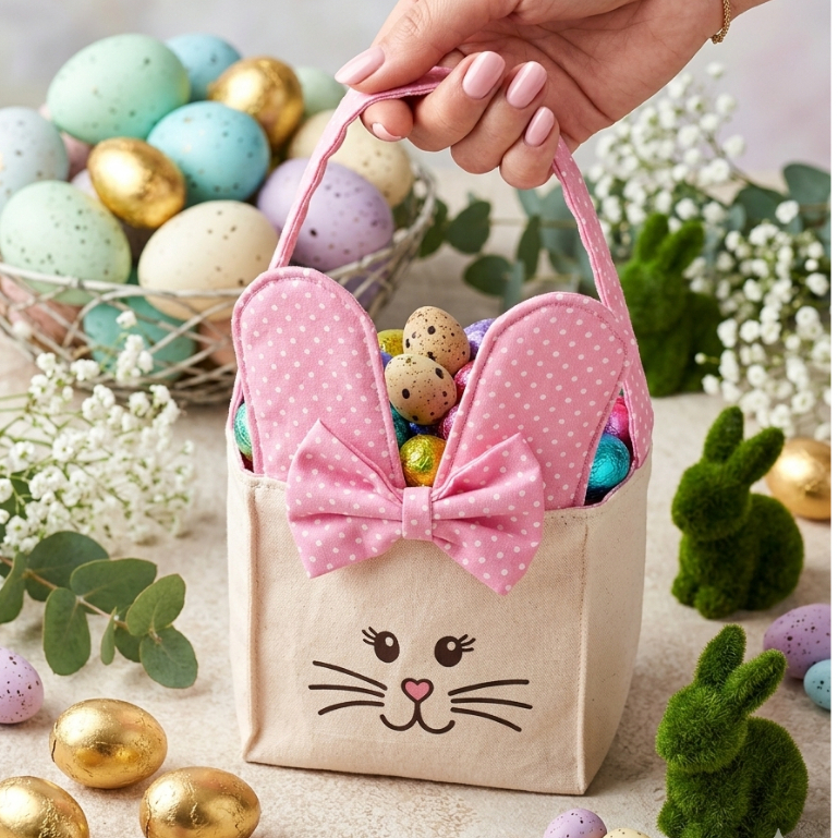 Cestinha de Páscoa Coelhinho Presente Infantil Porta Chocolate Criativo Promoção