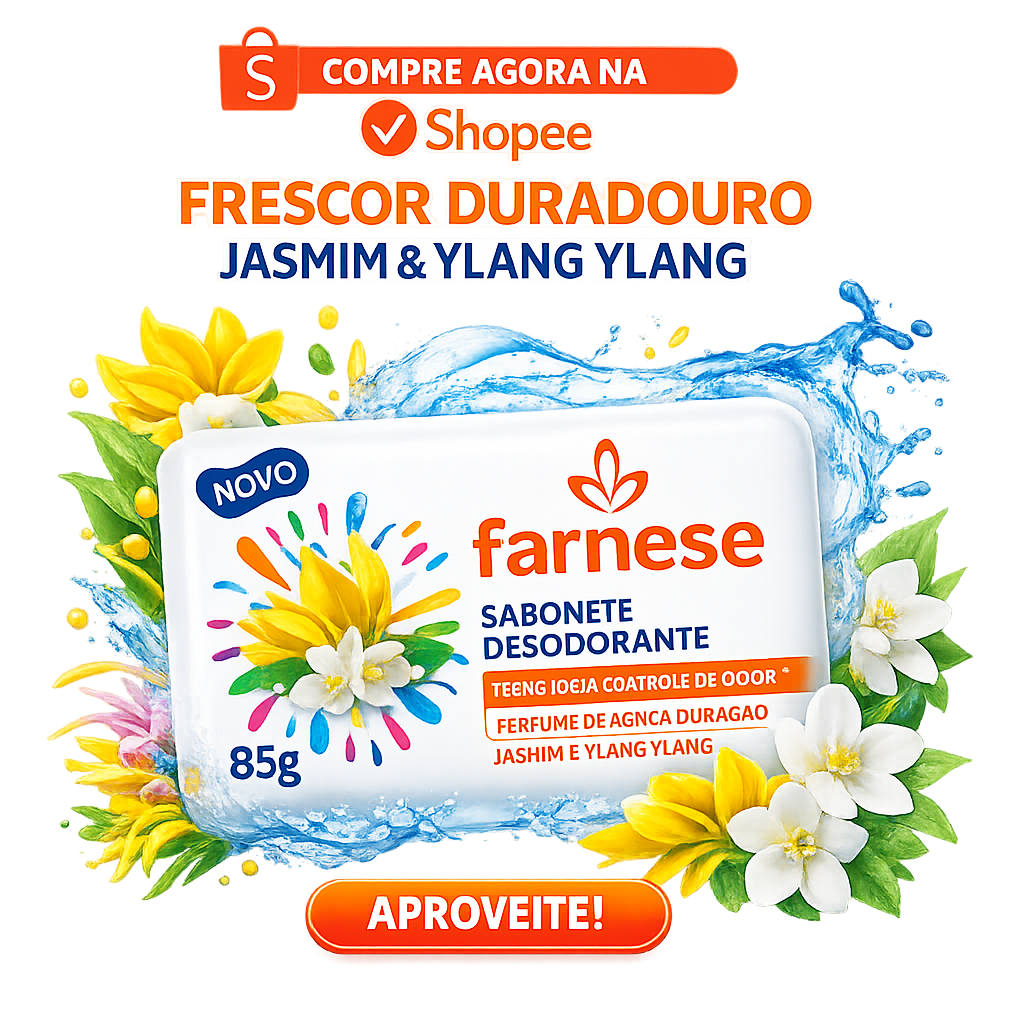 Kit 6 ou 12 Sabonetes Farnese 85g – Jasmim Ylang Ylang – Desodorante, Perfume Intenso, Longa Duração
