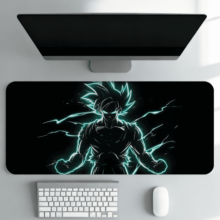 Mouse Pad Gamer Guerreiro Anime G0KU Neon Deskmat Grande Antiderrapante Setup Gamer Alta Qualidade