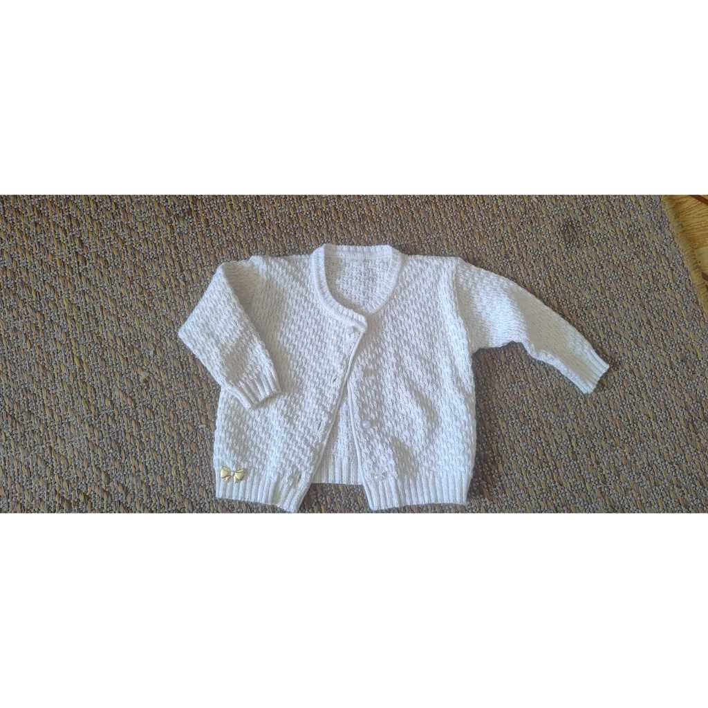 Blusa de Frio Bebê Tricot – Tamanho 3 Meses – Delicada - Usada
