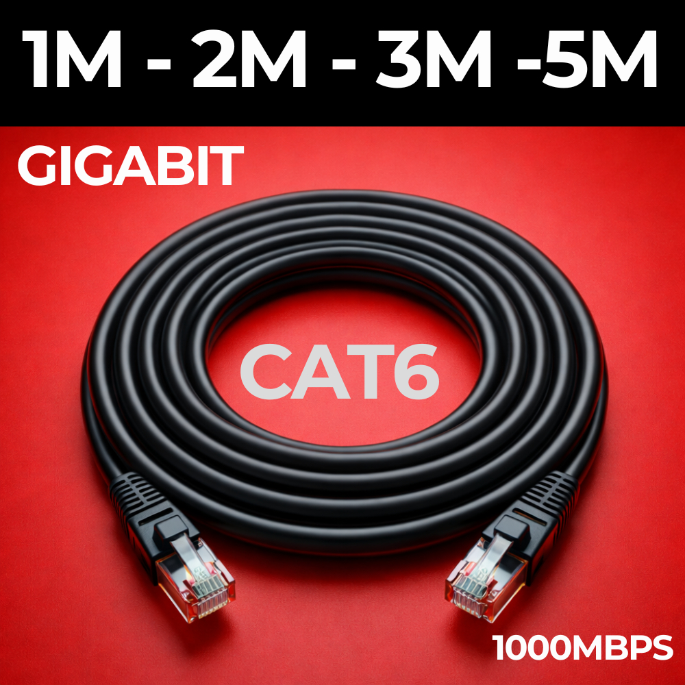 CABO DE REDE CAT6 1 METRO 2 METROS 3 METROS 5 METROS PRETO GIGABIT ULTRA VELOCIDADE em Oferta na Shopee