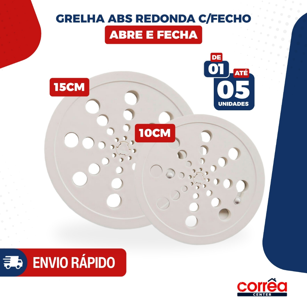 Grelha para Ralo Redonda em ABS com Fecho – Abre e Fecha – 10x10 ou 15x15 – 1 até 5 Unidades em Oferta na Shopee