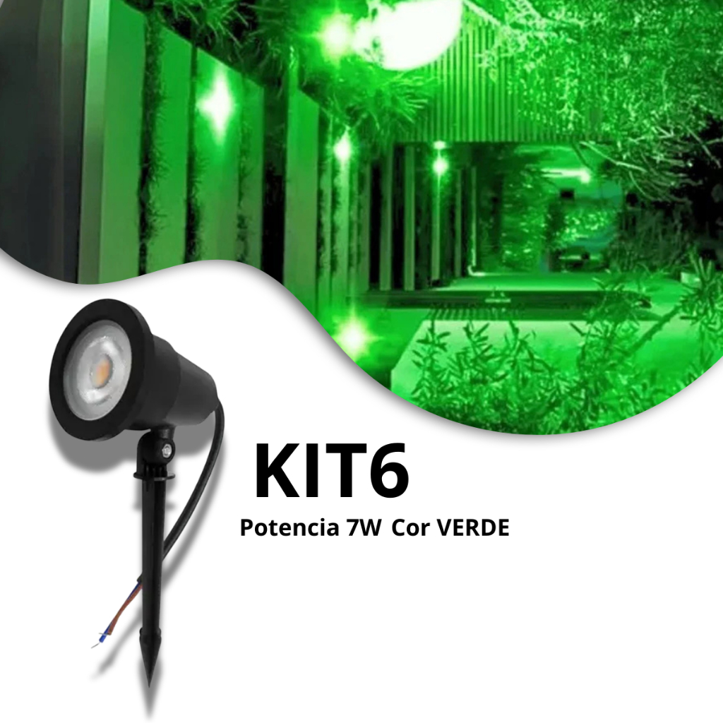 Kit 6 Espetos de  Jardim Com Lâmpada LED 5W Proteção IP65 Para Ambientes Externo/Jardim