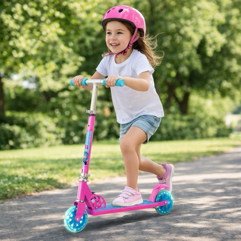 Mini Patinete Rosa Infantil Feminino Rodas Led com Brilho ajustável Travessos Metal