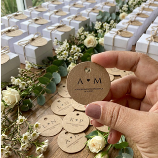 Tag Personalizada para Lembrancinhas Casamento SOMENTE COM INICIAIS + agradecimentos e data do evento COMO ESTÁ NA FOTO. em Oferta na Shopee