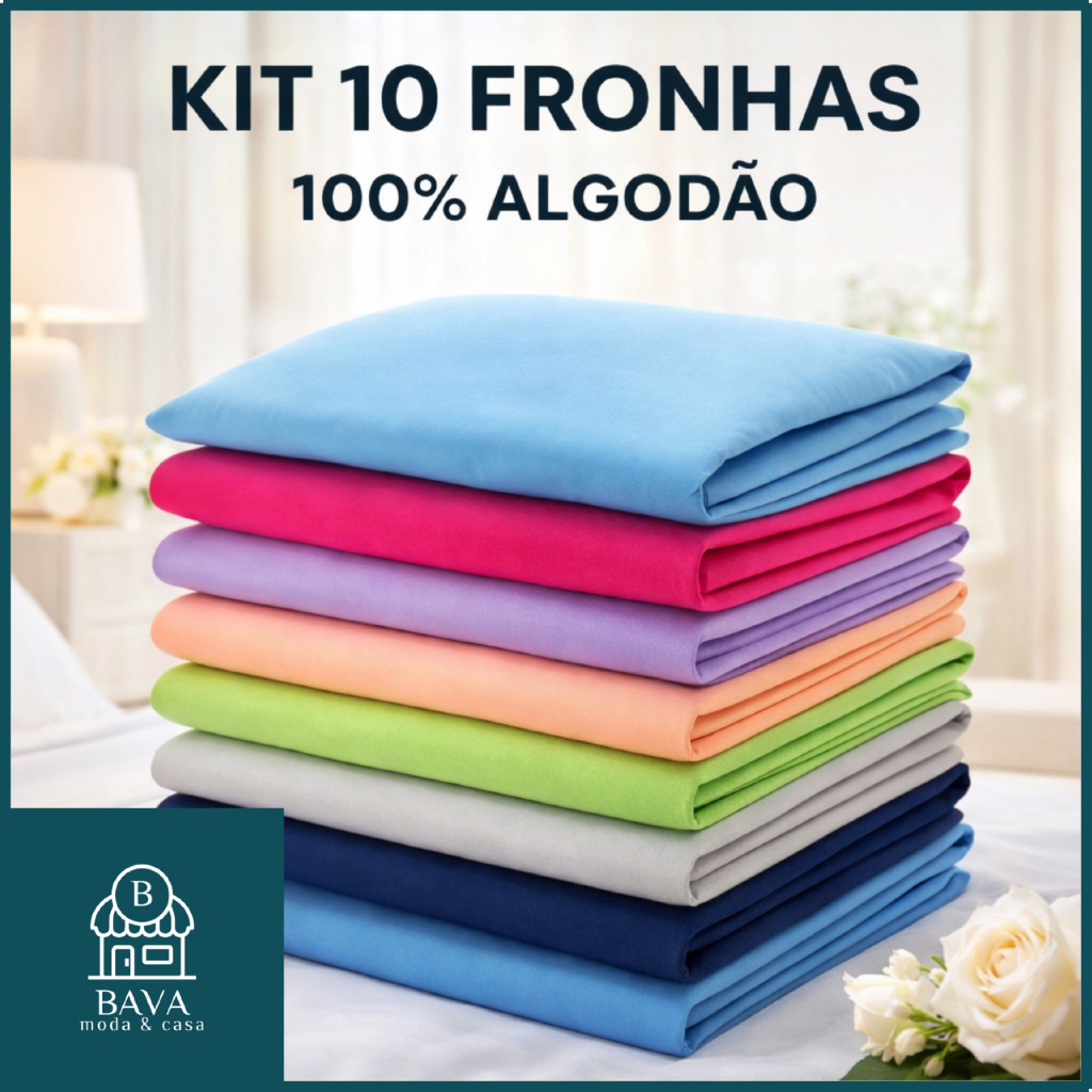 Kit 10 Fronhas Sortidas - Malha 100% Algodão 30/1 – Antialérgica 50x70cm em Oferta na Shopee