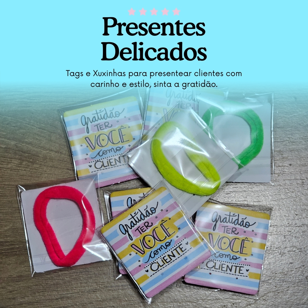 Kit tag com xuxinhas cores sortidas mimos para presentear clientes loja de roupas femininas em Oferta na Shopee