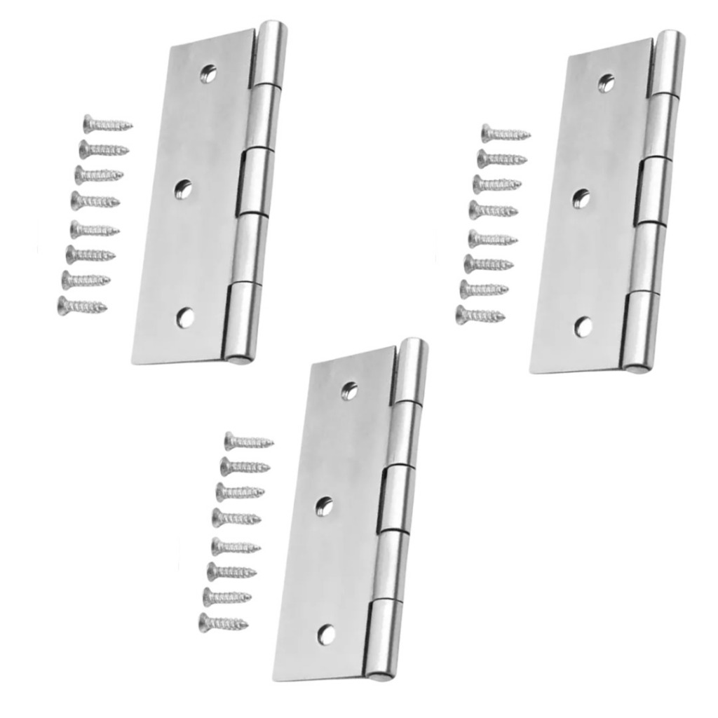 3 Dobradiças com Rolamento 65mm x 37mm Aço Inoxidável