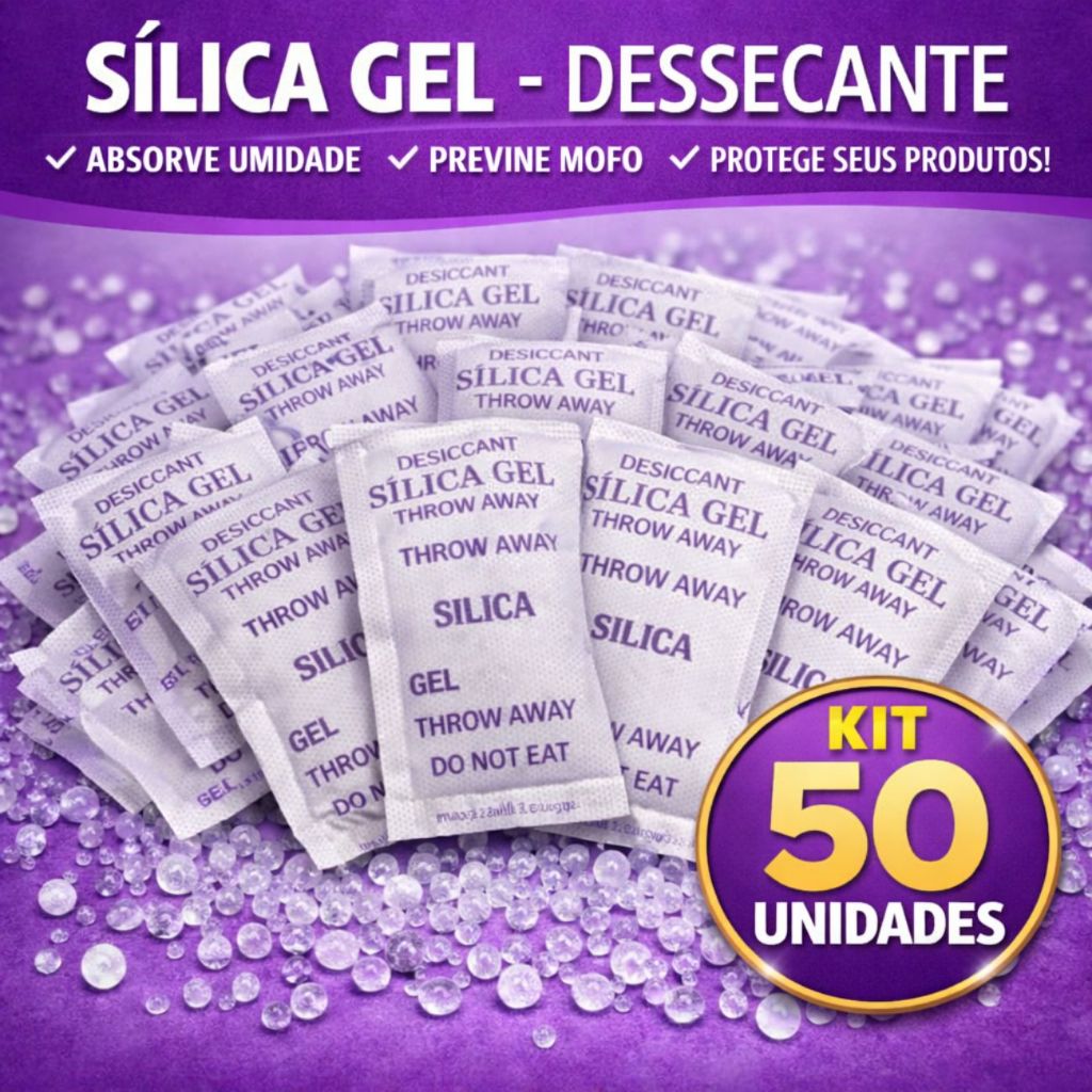 Sílica Gel 50 Sachês 25g Antimofo Alta Eficiência Kit Econômico Multiuso