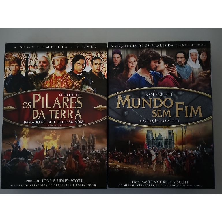 dvd  Os pilares da terra - Mundo sem fim - ken follett - ridley e tony scott - 8 discos