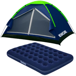 Kit Barraca 4 Pessoas Camping Acampamento A Prova D'Água + Colchão Casal Inflavel Resistente