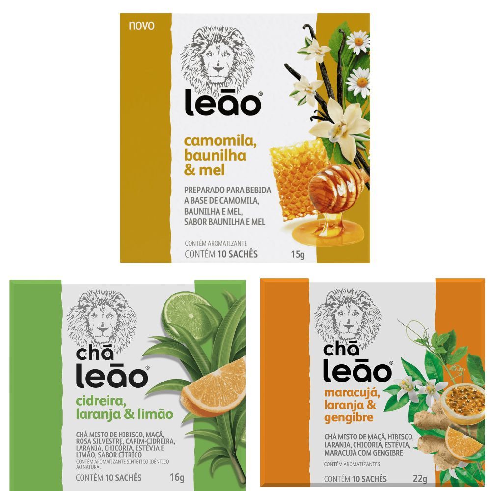 Chá Leão 3 Sabores Camomila, Maracujá e Cidreira (Envio Imediato) - Armazém Santa Filomena