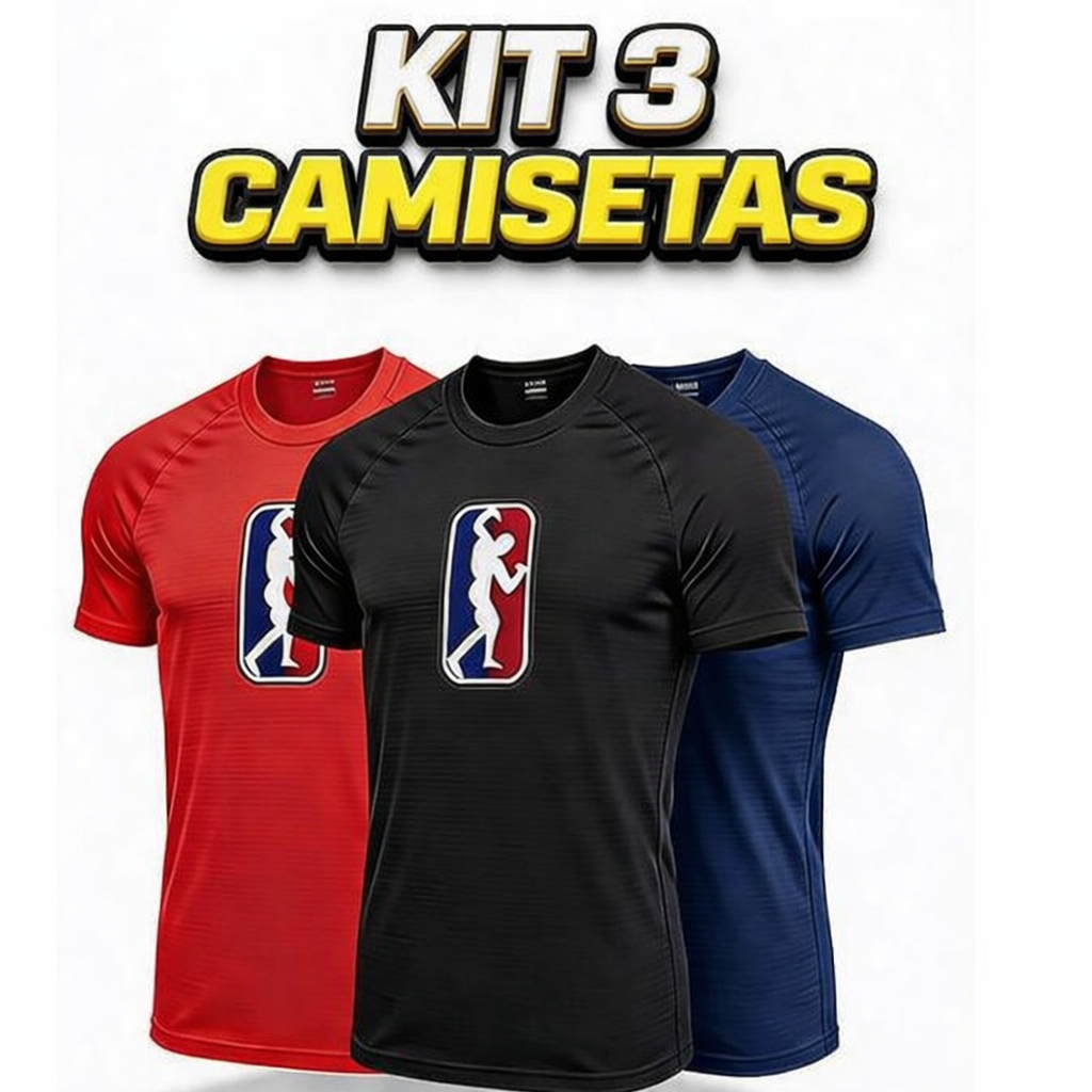 Kit 3 ou 1 Camisetas Dry Fit Masculino Academia Tecido Leve Musculação e Treino Flexível