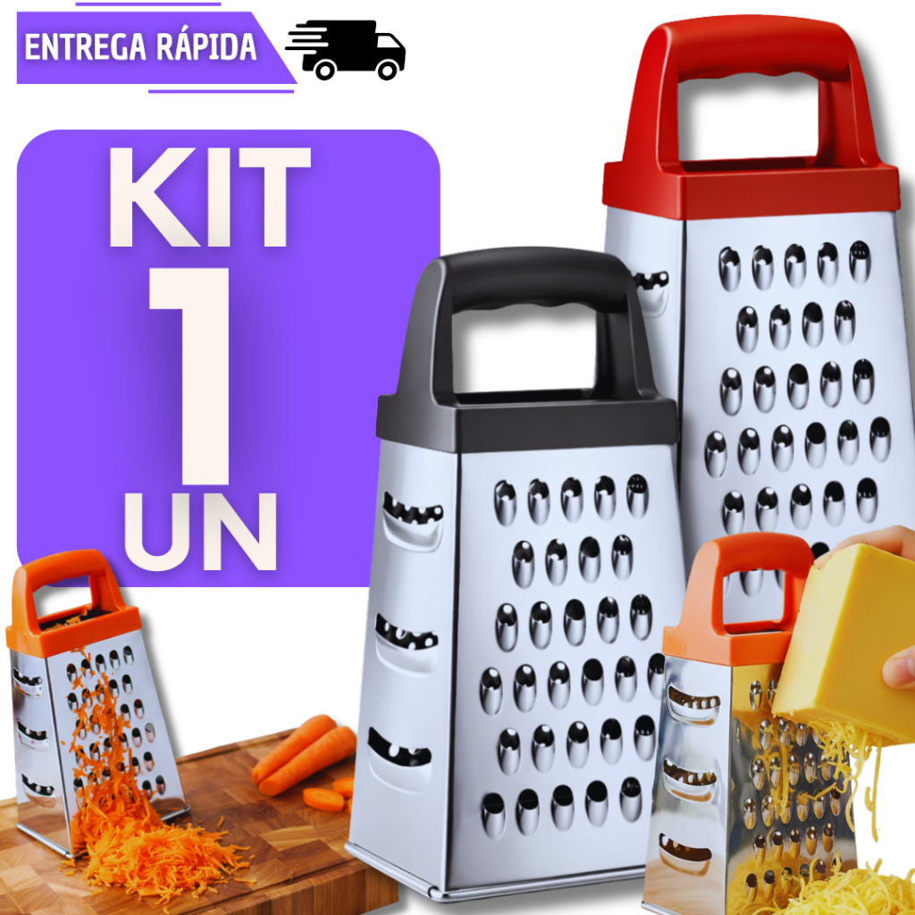 1 Ralador de Cozinha 4 Faces Em Aço Inox Multiuso Doméstico Cozinha Restaurante Legumes Ralar Universal Alimento