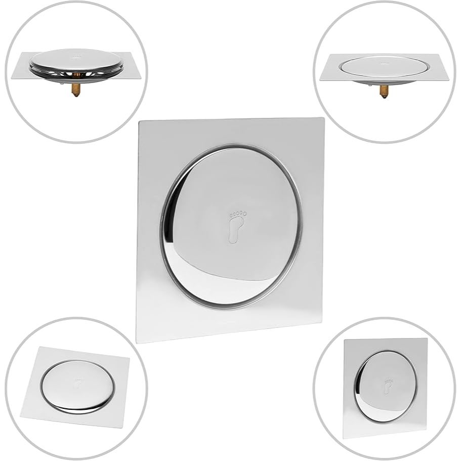 Ralo Inteligente Click 10x10 Cm Inox Banheiro Lavabo Veda Cheiro Mil utilidades