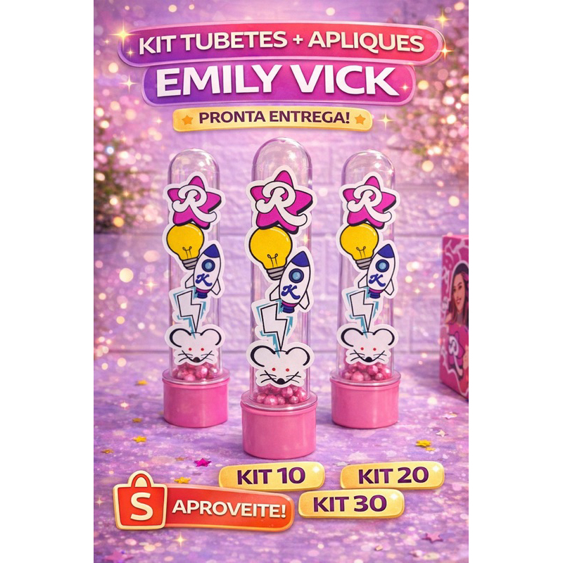 Tubetes Personalizados Os Rosas Emilly Vick | Lembrancinhas de Aniversário Infantil | ENVIO RÁPIDO