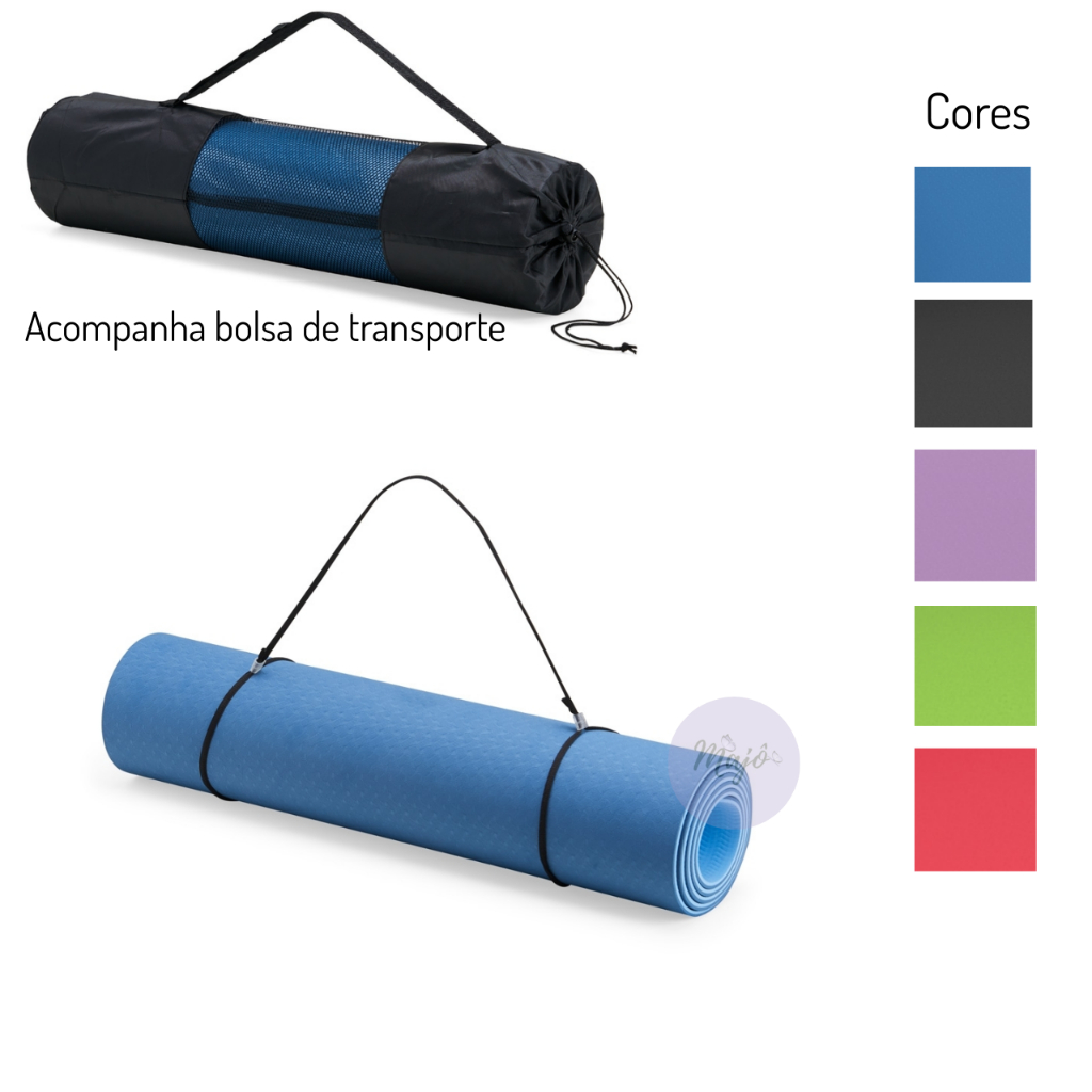 Tapete yoga pilates ginástica exercícios de solo em TPE Ecológico acompanha bolsa de transporte