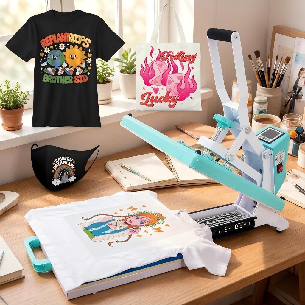 Prensa Térmica 38x38cm Mecolour com Trilho Deslizante para Sublimação, DTF e Estampar Camisetas