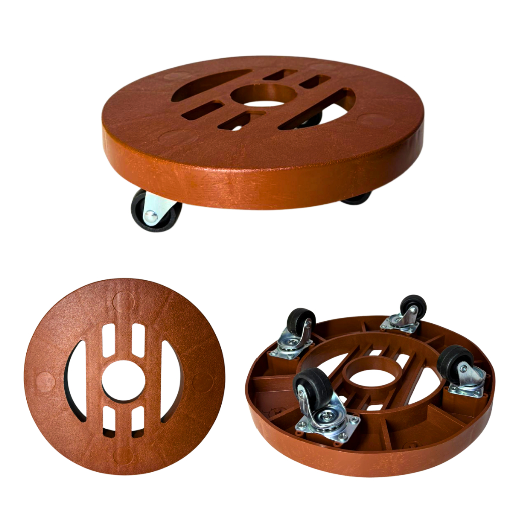 Suporte Para Vaso de Planta com Rodinhas Preta 24cm