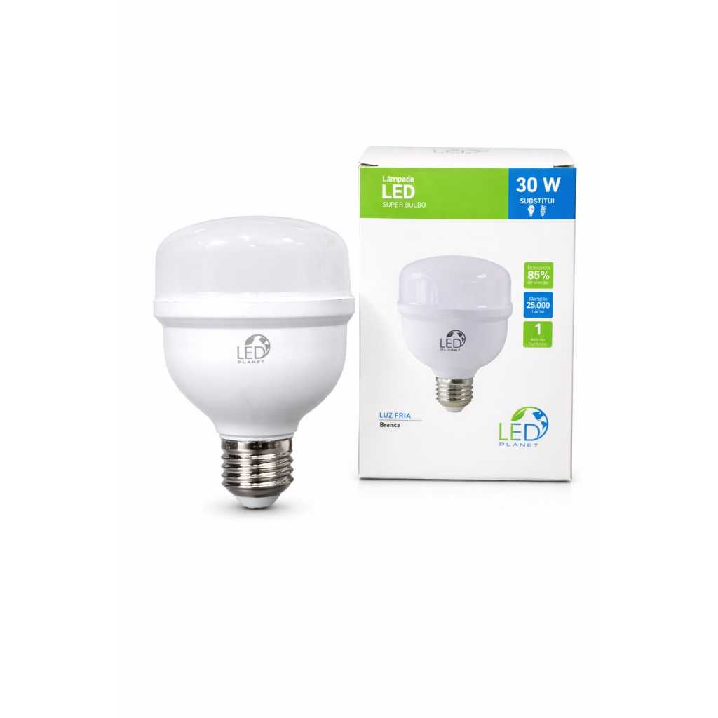 Lâmpada Super Bulbo Led 30w Bivolt E27 Branca Fria 6500k em Oferta na Shopee