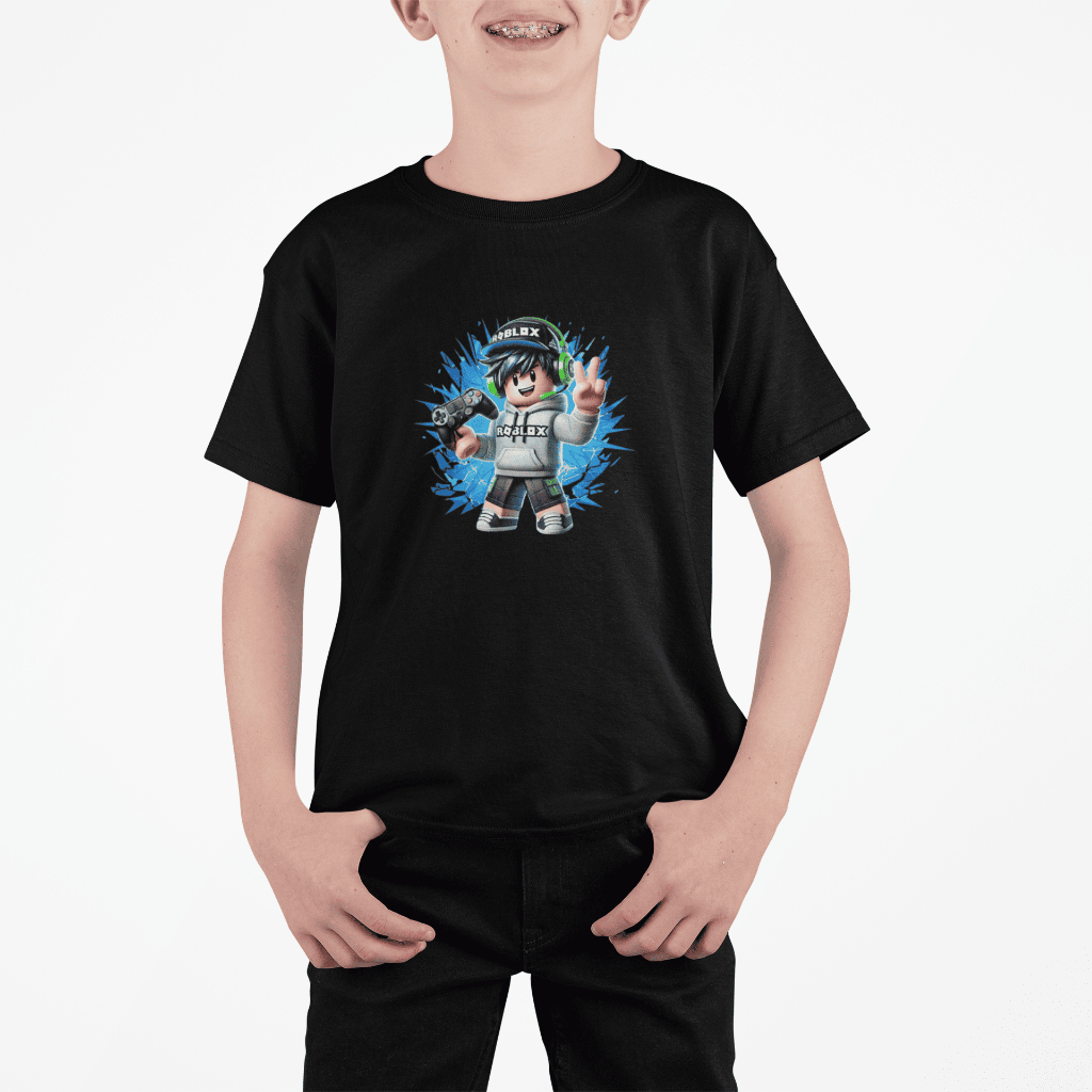 Camiseta Infantil 100% Algodão Confortável para Crianças Modelo: Personagem Roblo - Novidade Especial
