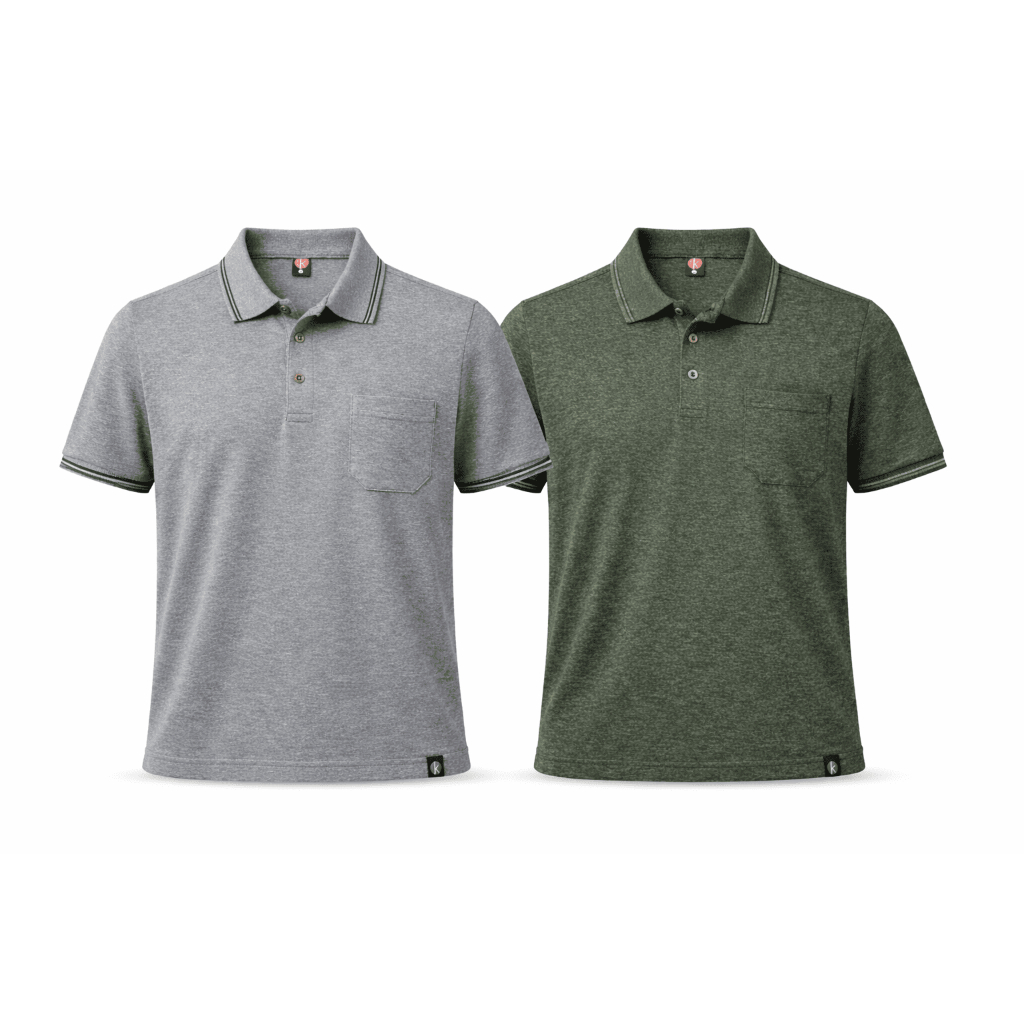 Kit 2 Camisas Polo Com Bolso Piquet Benetton Premium Botão em Bronze
