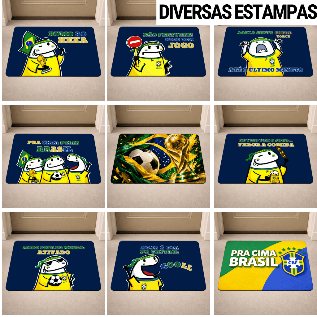 Tapete de Porta Antiderrapante Copa Do Mundo - Flork - Entrada -Diversas Estampas Emborrachado 40x60
