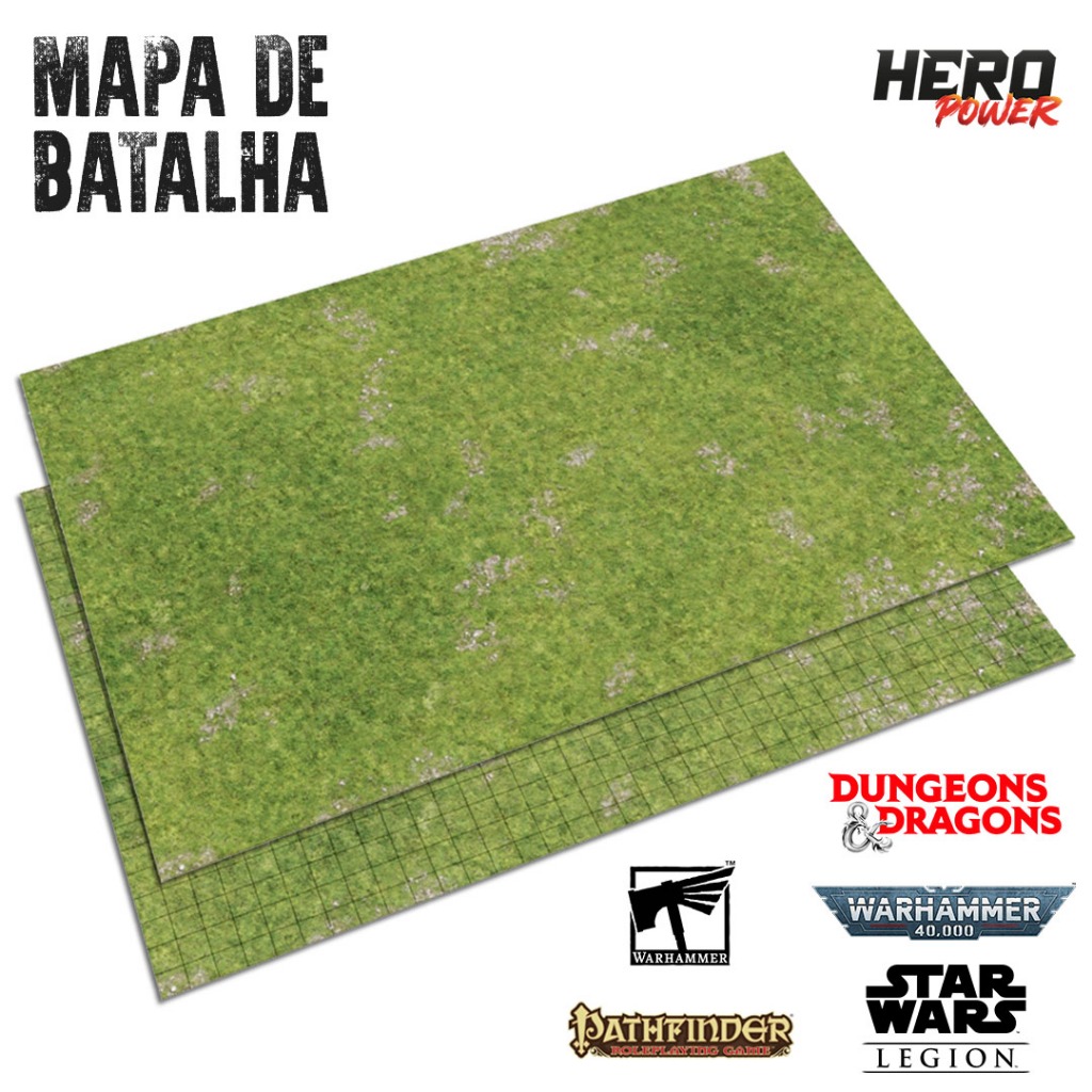 Mapa de Batalha Gramado RPG Wargame | Com ou Sem Grid | D&D Warhammer Star Wars Legion | Lona 440g
