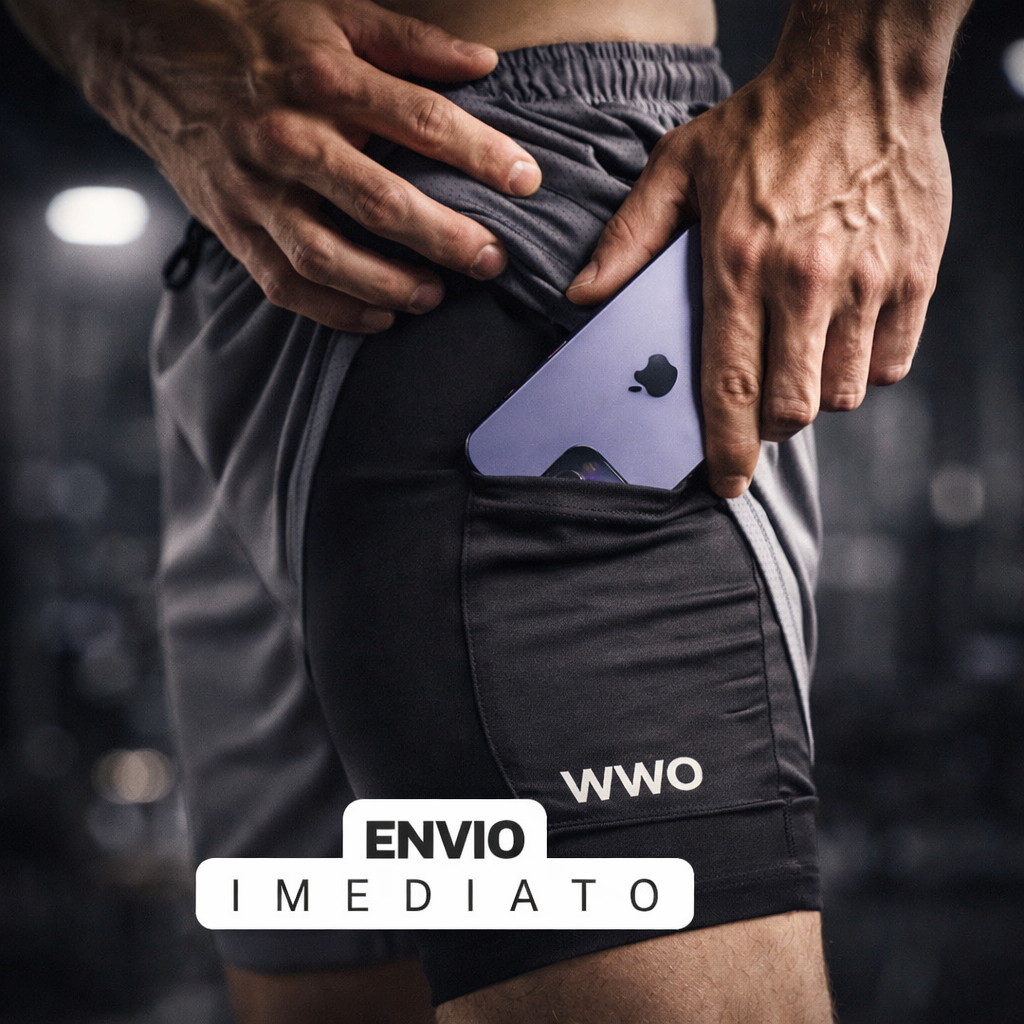 Kit 2 Bermudas Masculinas 2 em 1 Academia com Bolso Interno – Shorts Forrados interno Compressão