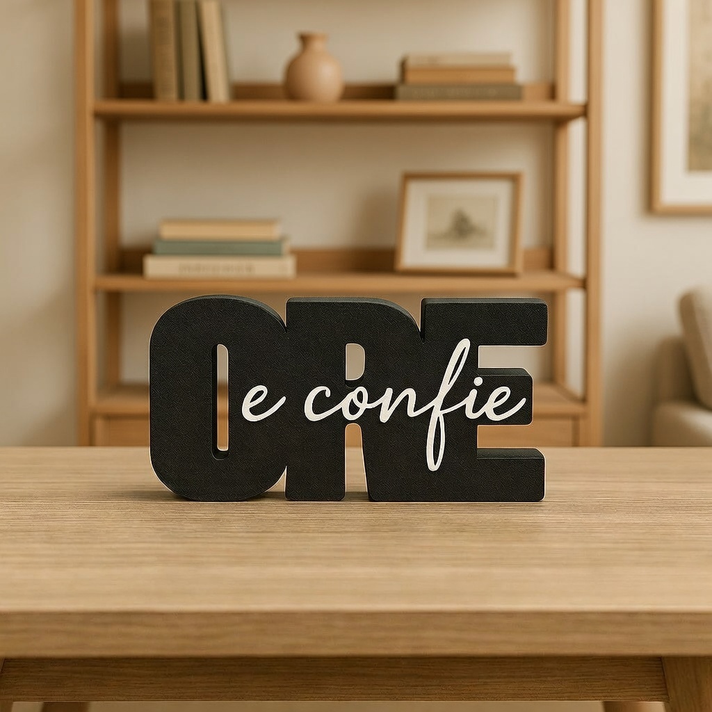 Letreiro Decorativo Ore e Confie | Decoração Cristã Religiosa para Sala, Quarto e Escritório