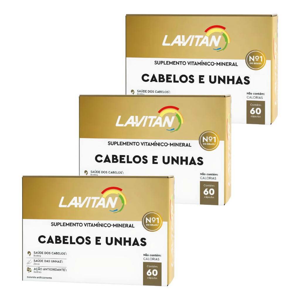 Kit 3 Lavitan Cabelos e Unhas 60 Comprimidos