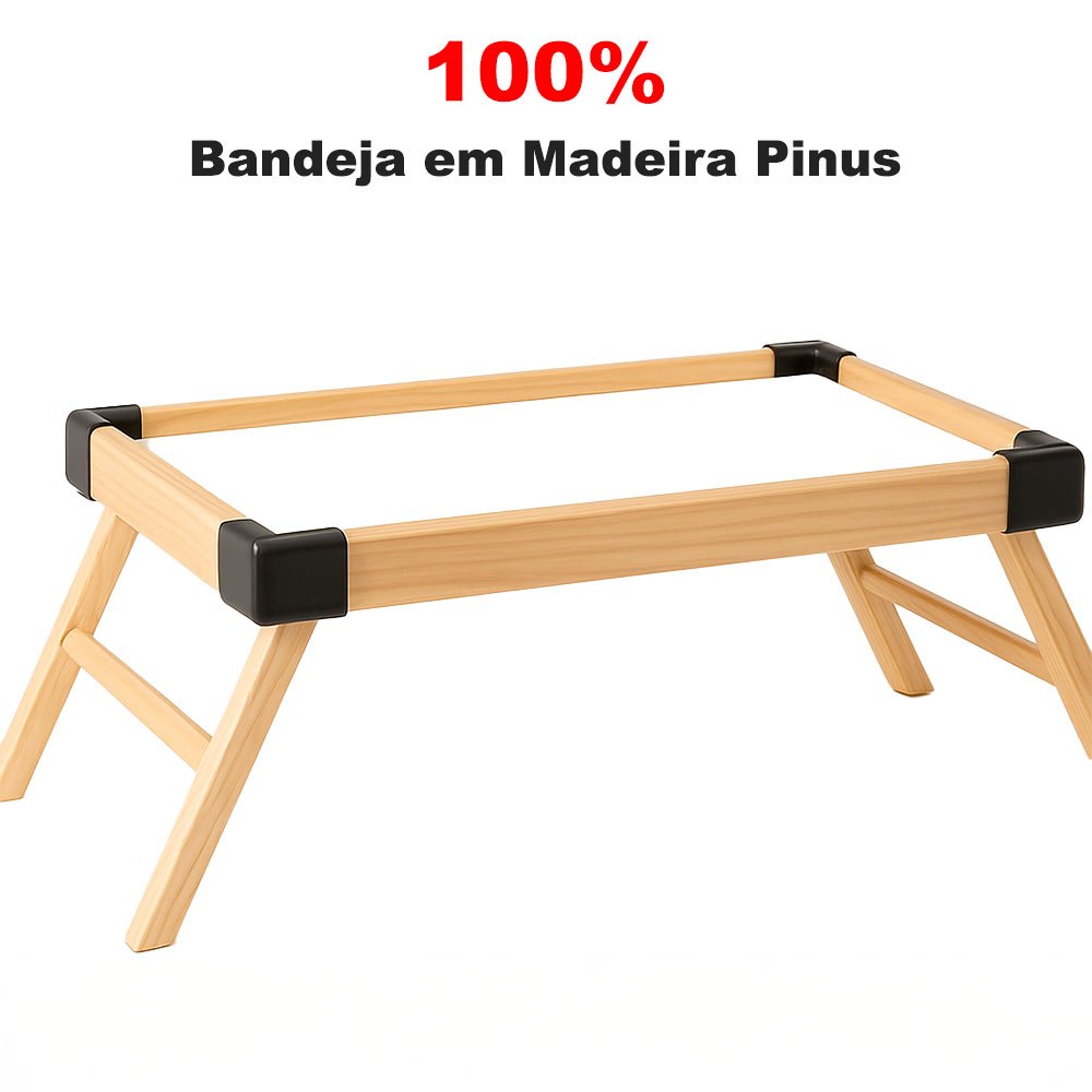 Bandeja Grande Café da Manha Cama Mesa Mesinha Piquenique Madeira Pezinho Sofá Petisqueira Petiscos