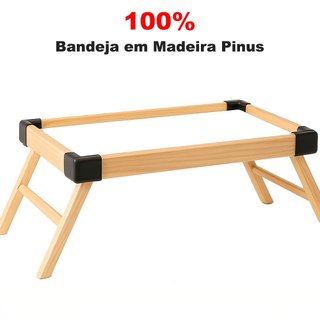 Bandeja Grande Café da Manha Cama Mesa Mesinha Piquenique Madeira Pezinho Sofá Petisqueira Petiscos