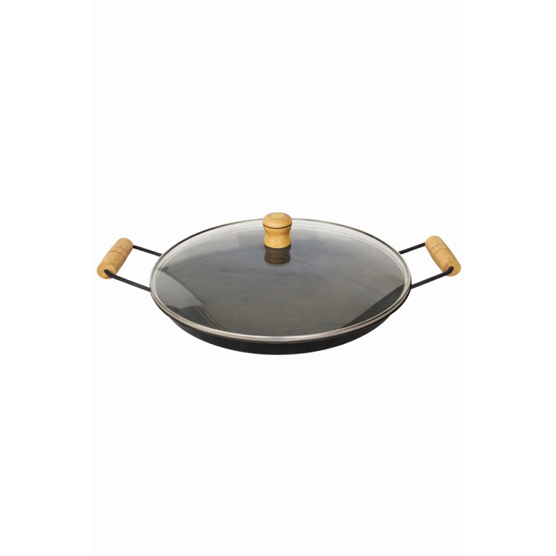 Disco de Arado Grande 41 cm Com o ou Sem Tampa de Vidro 4cm de Profundidade Chapa Tacho de Arado Frigideira vc