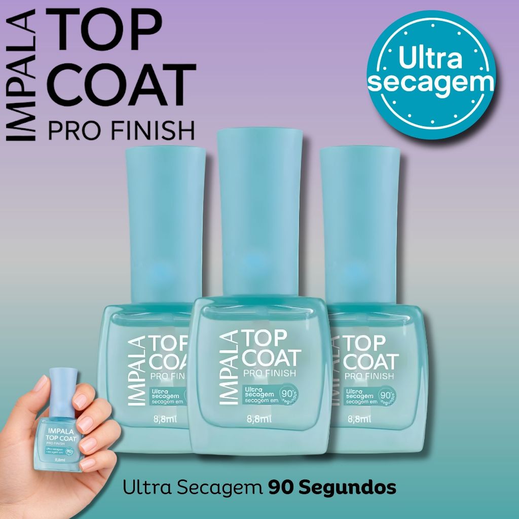 Top Coat Impala Pro Finish Ultra Secagem 90s Segundos Lançamento Esmalte Atacado