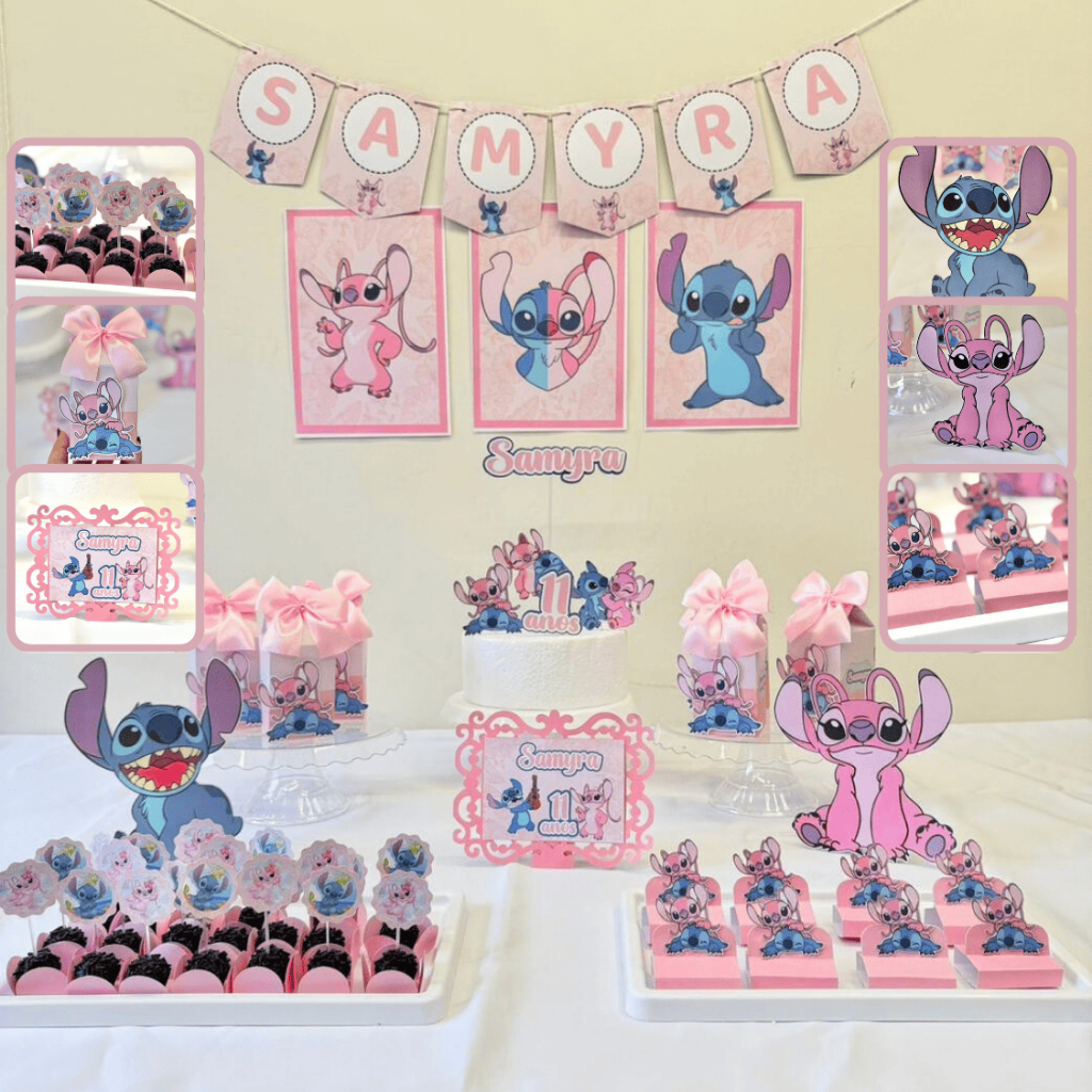 Kit Festa Stitch e Angel Personalizado | Só Bolinho | 100 itens  |  Lembrancinha  |  Aniversário