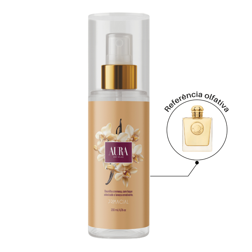 BODY SPLASH FEMININO AURA 200ML - PRIMACIAL PERFUME ABAUNILHADO em Oferta na Shopee