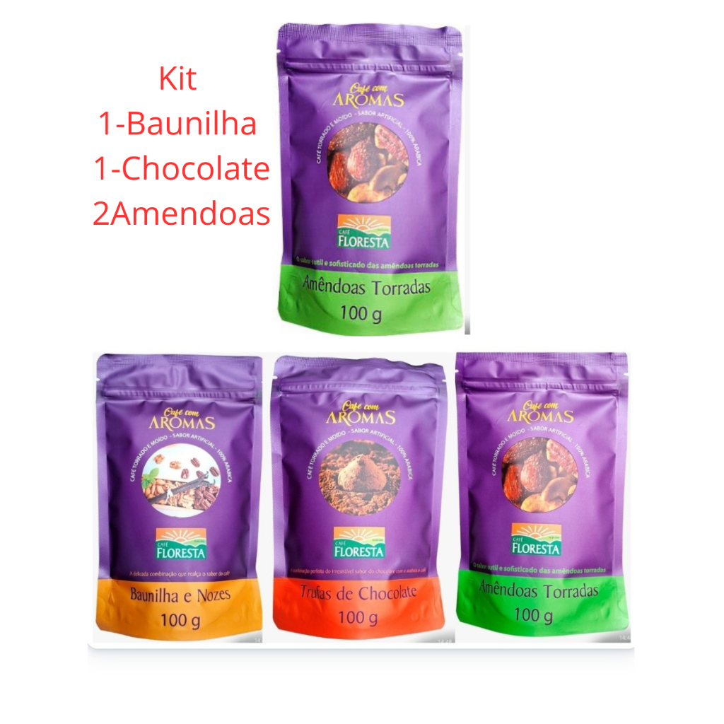 Kit Café Floresta Aromatizado 4 Cafés Aromatizados Gourmet