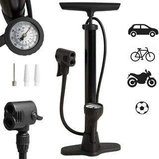 Bomba de Ar Manual Portátil Automotivo c Manômetro Para Bike Carro Moto Pneus Bola Bicicleta