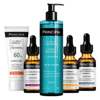 Principia Kit Avançado Pele Luminosa c/ Gel de Limpeza GL-01 + VC-10 + AM-10 + AH-02 + Pr…