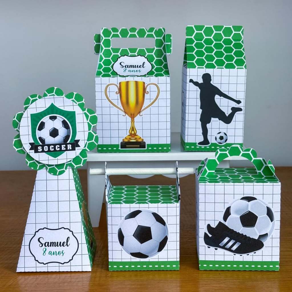 Kit Festas l Personalizados Futebol  l Lembrancinha para Festa l kit Caixas Personalizadas Mesversário