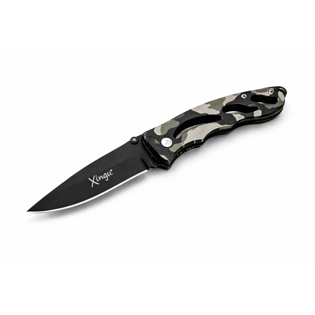 Canivete Tático Camuflado Dobrável Aço Inox Xingu XV2929 Resistente Camping Pesca