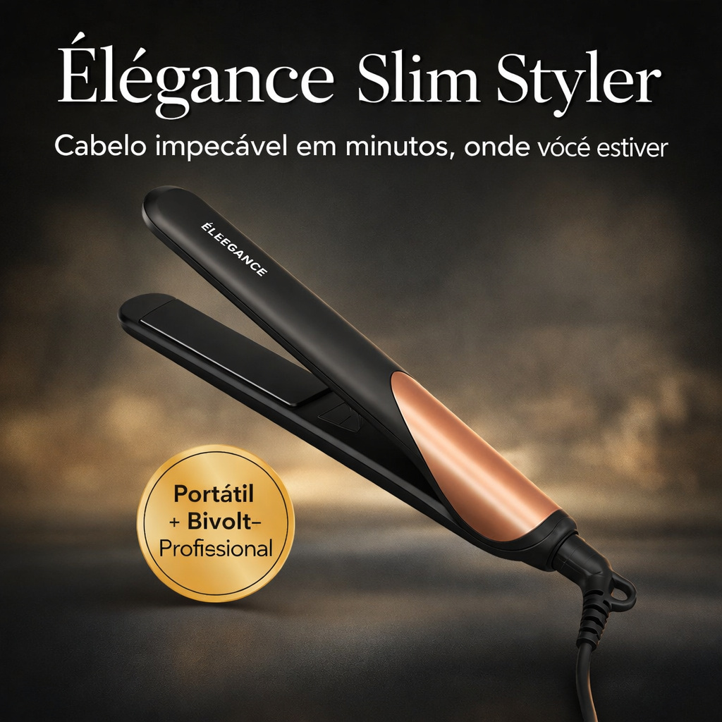 Chapinha Profissional Bivolt Rosa Cabelo Liso e Sem Frizz Élégance Slim Styler
