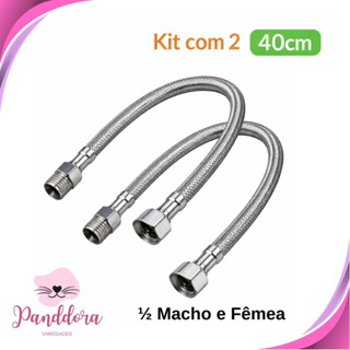 Kit 2 Engate Flexível 40cm Rosca Fêmea 1/2 e Macho 1/2 Polegadas em Oferta na Shopee